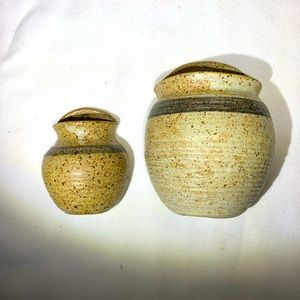 Small Handmade Pottery Wall Pocket Pots Set of 2